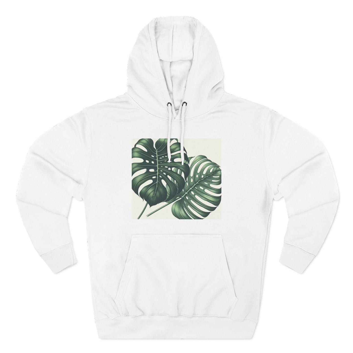 Tropical Fleece Hoodie - Monstera Leaf Design