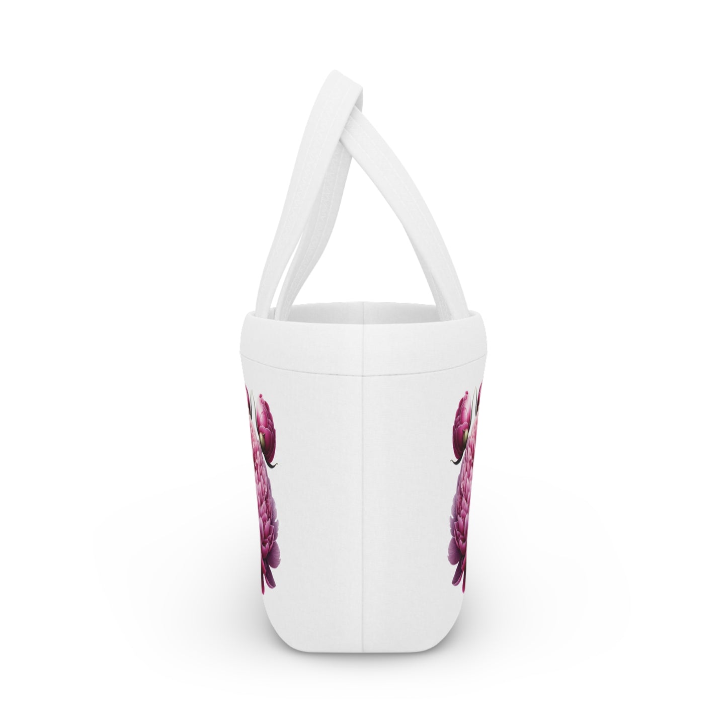 Pink Peonies Lunch Bag, Floral Lunch Tote, Flower Design Insulated Lunch Box, Gift for Her, Reusable Lunch Sack, Mother's Day Present