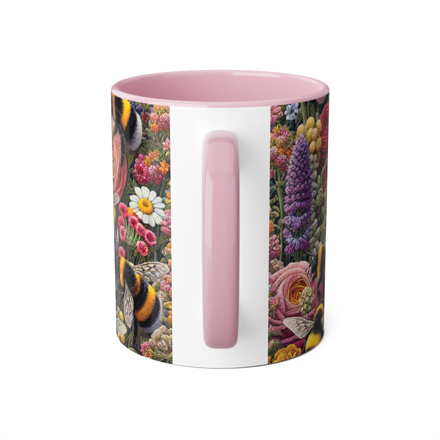 Bee-Inspired Floral Accent Mug | Nature Lover Gift, Botanical Coffee Mug, Bee Art Mug, Animal Lover Cup, Garden Mug