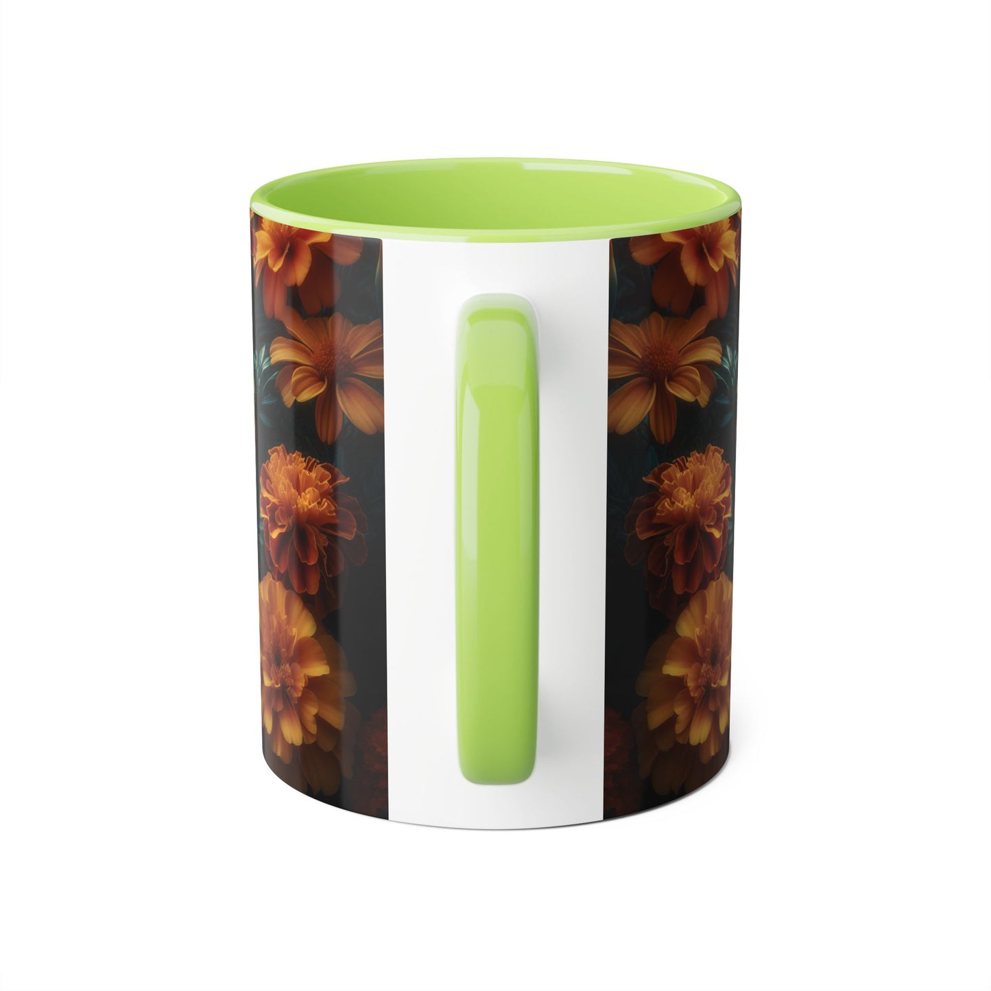 Orange Marigolds Accent Mug, Floral Coffee Cup, Botanical Tea Mug, Nature Lover Gift, Garden Theme Kitchen Decor