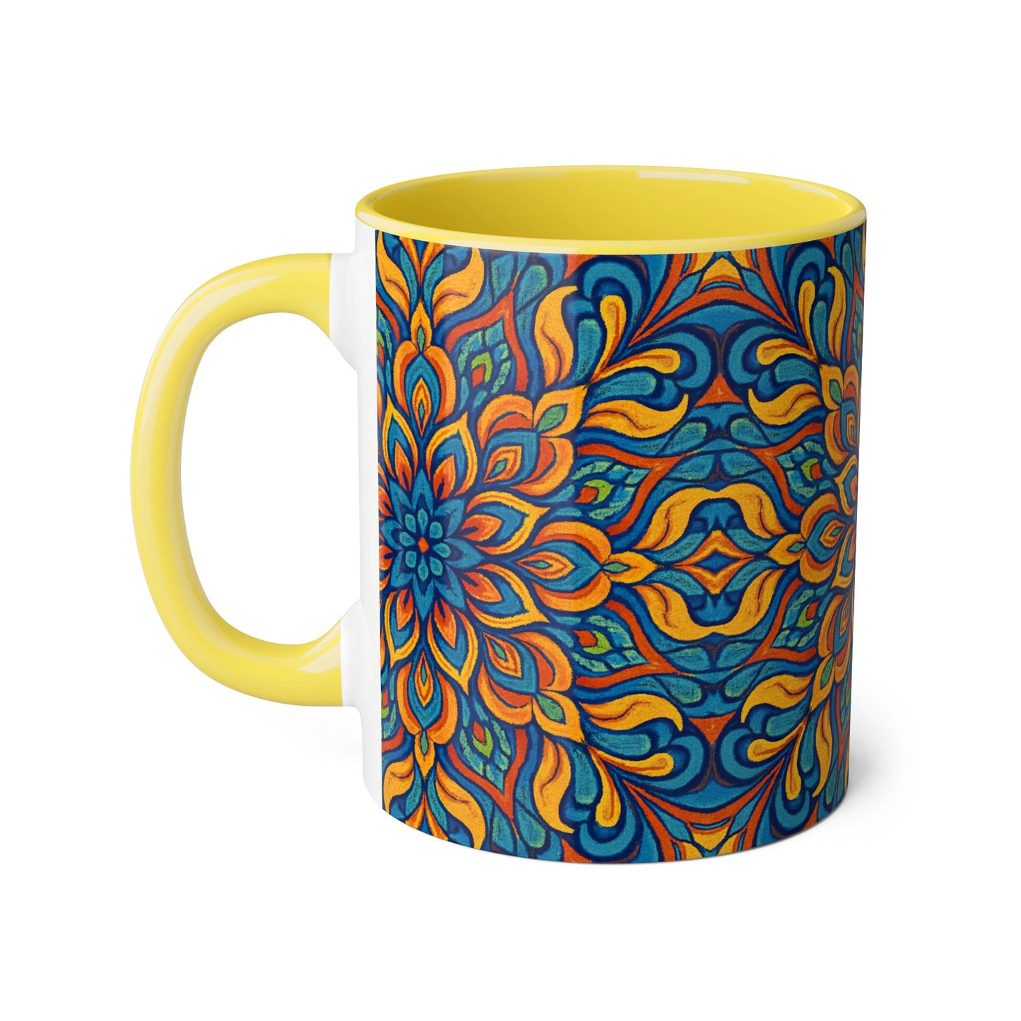 Kaleidoscope Accent Mug, Colorful Ceramic Coffee Cup, Unique Tea Mug, Boho Style Kitchen Decor, Psychedelic Drinkware, Hippie Gift Idea