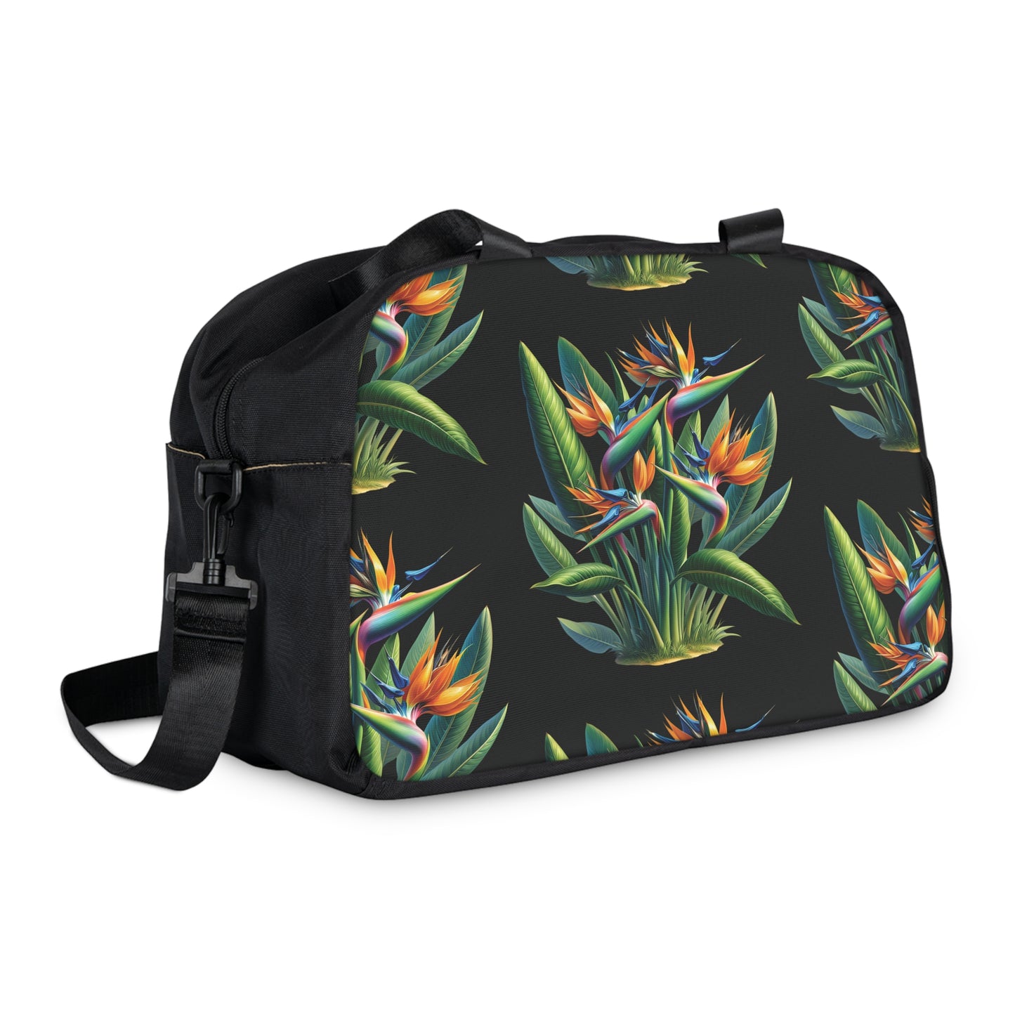 Fitness Handbag - Tropical Bird of Paradise Black Design