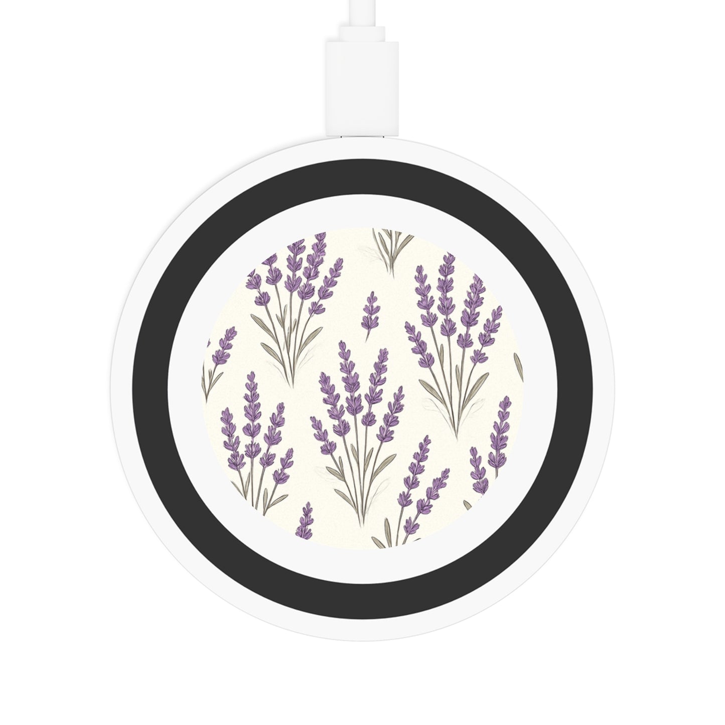 Wireless Charging Pad: Lavender Floral Design