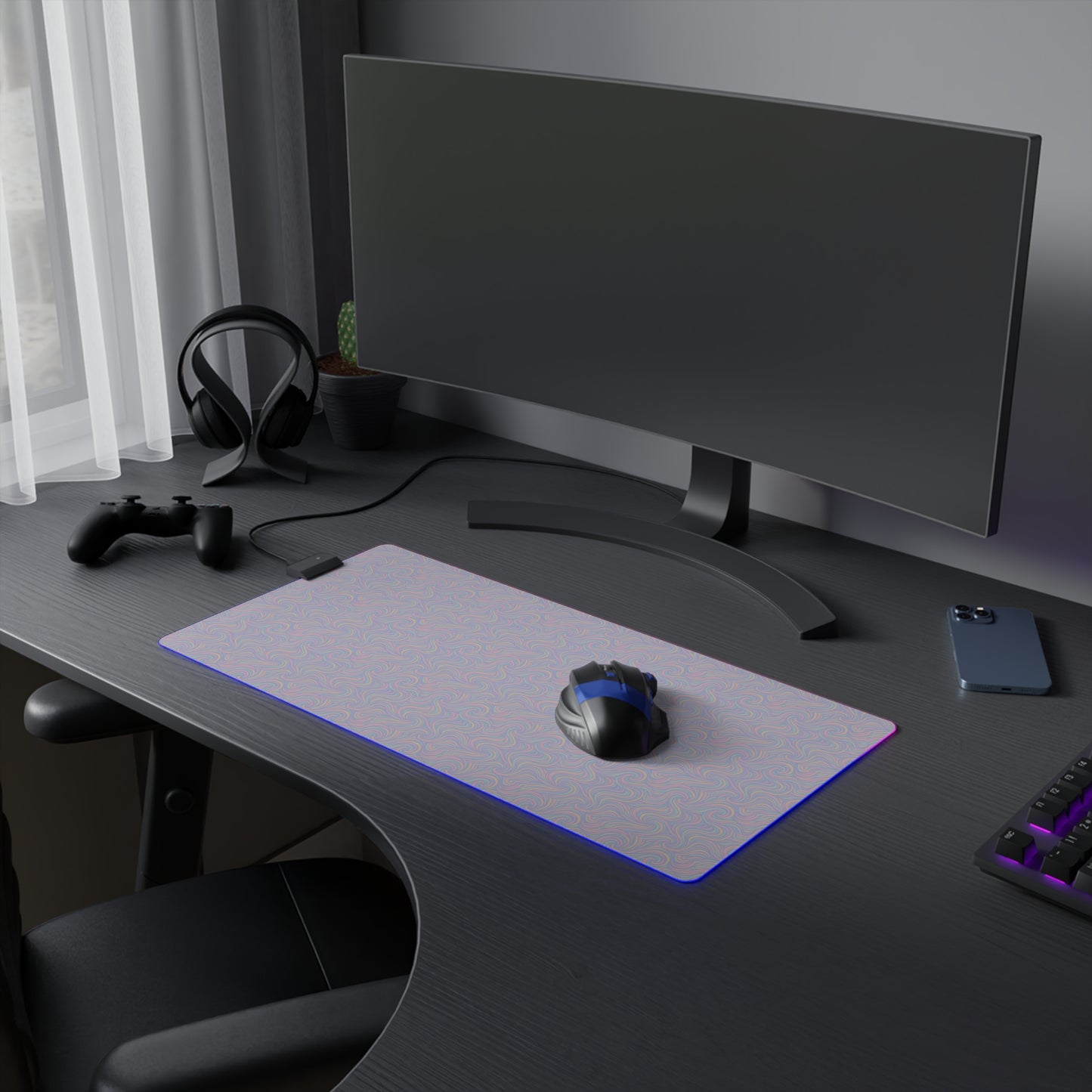 LED Gaming Mouse Pad - Pastel Swirl Design
