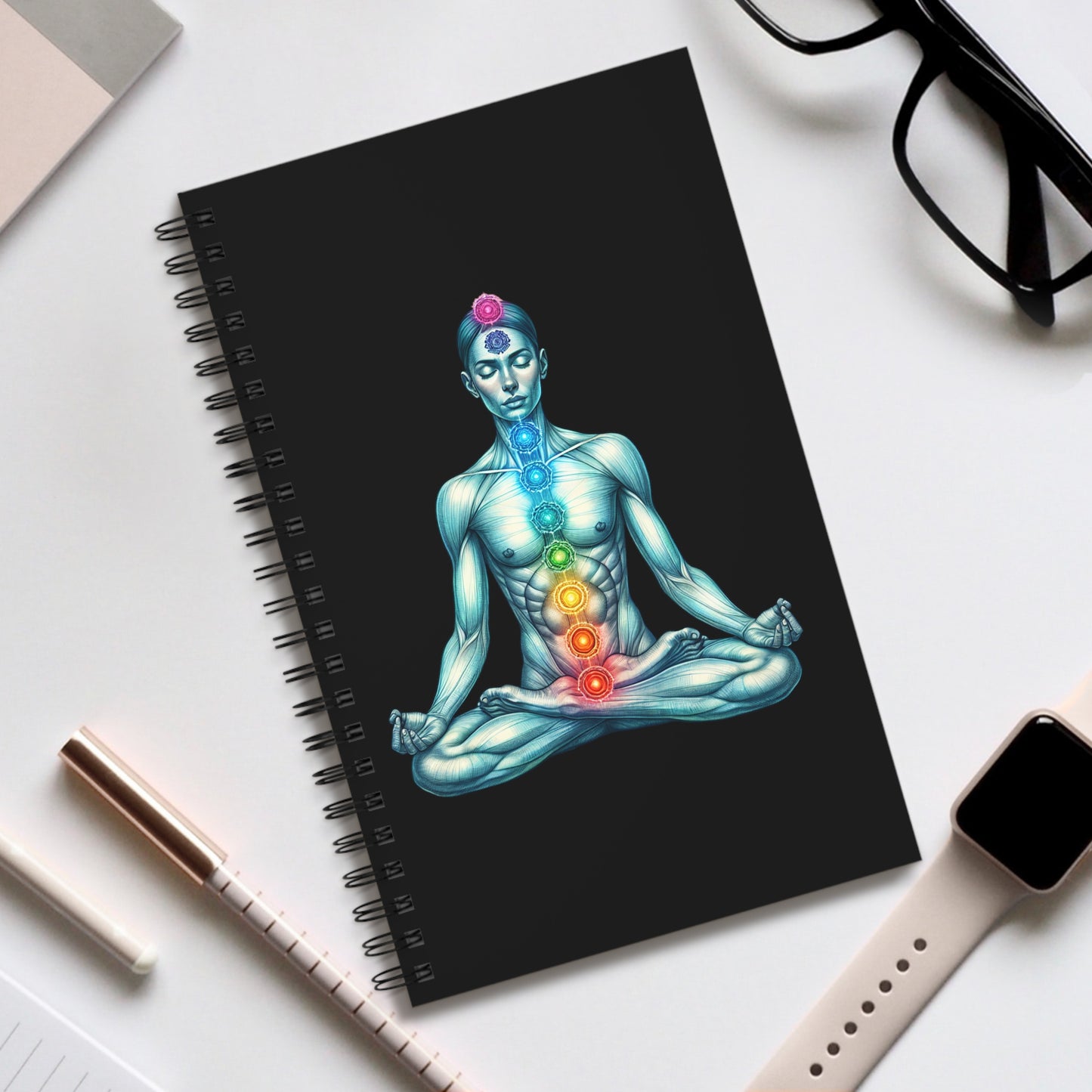 Meditation Spiral Journal - Chakra Design, Wellness Journal, Mindfulness Notebook, Gift for Yogis, Spiritual Planner