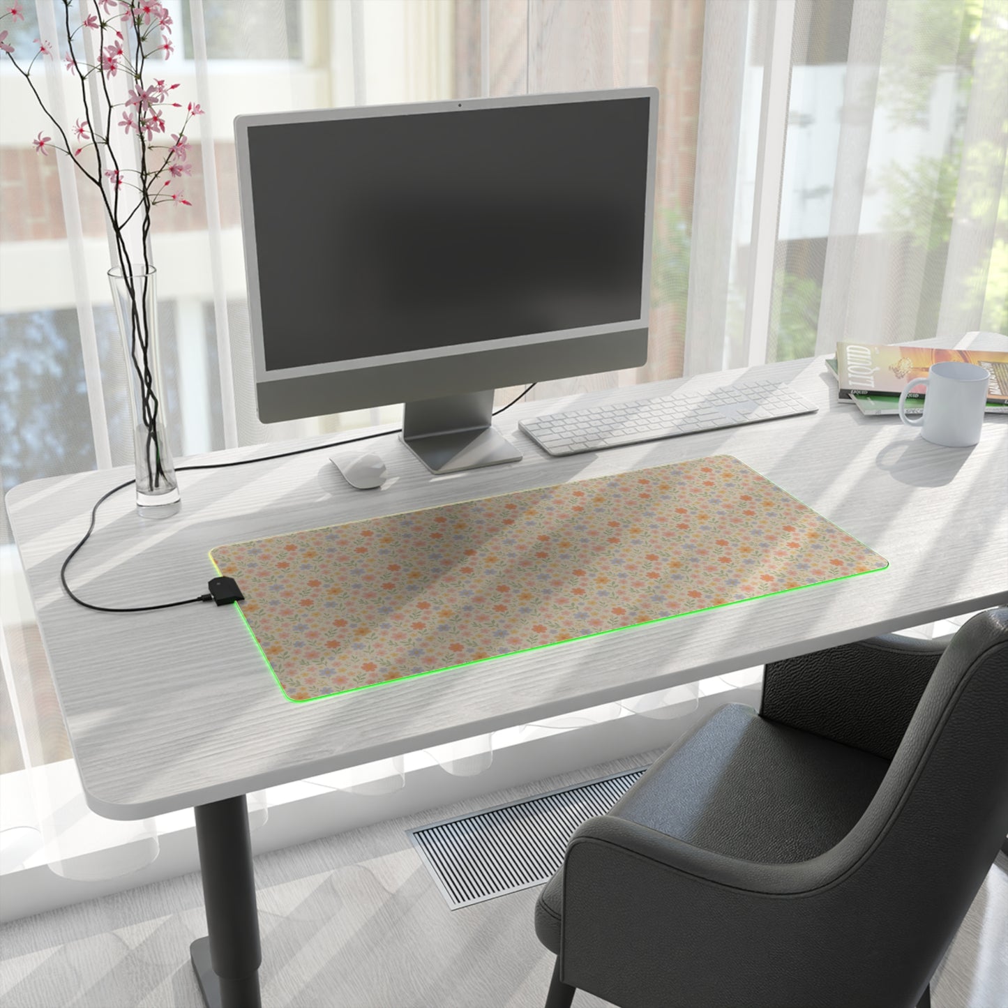 LED Gaming Mouse Pad - Dainty Floral Design