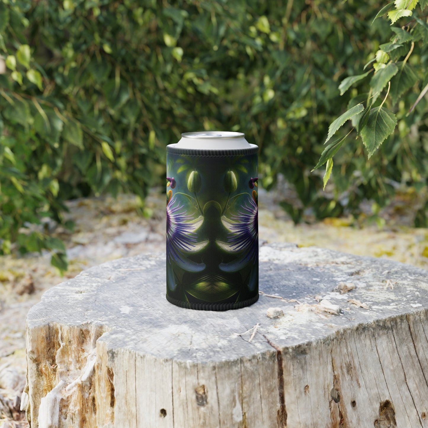 Stubby Cooler - Passionflower Bloom Lovers, Drink Sleeve, Beverage Cooler, Beer Cover, Flower Pattern Cozy, Floral