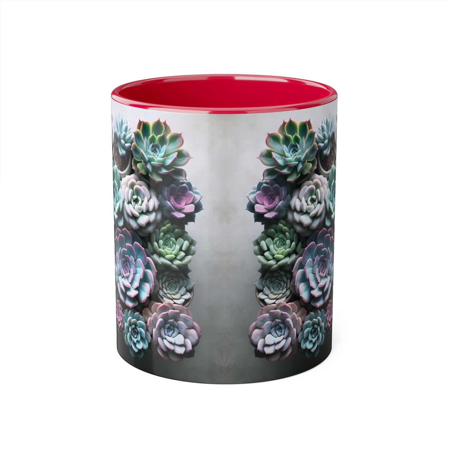 Succulent Garden Accent Mug, 11oz Succulent Coffee Mug, Floral Drinkware, Plant Lover Gift, Unique Home Decor