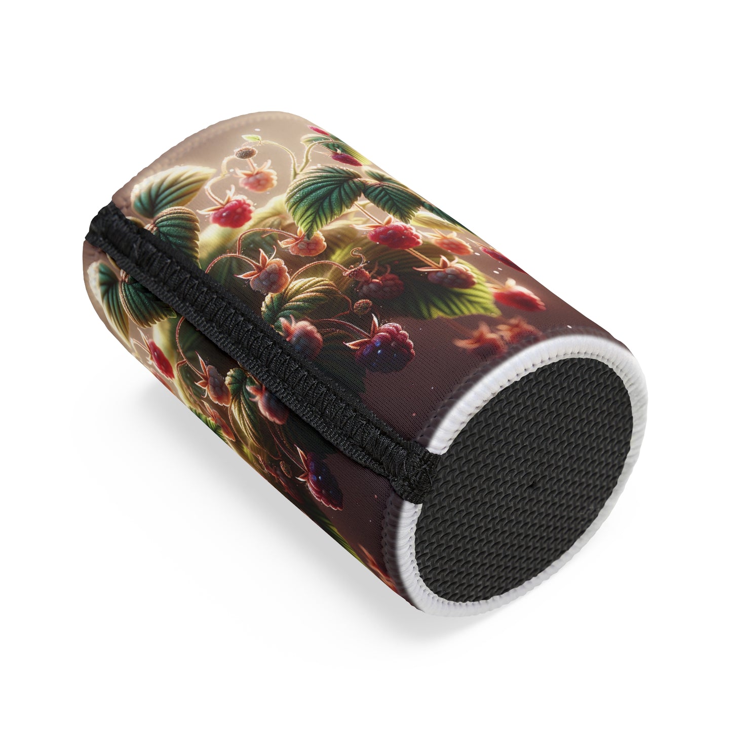 Raspberry Stubby Cooler, Drink Holder Sleeve for Cans and Bottles, Beverage Insulator, Summer Picnic Accessory, Fruit Pattern Gift