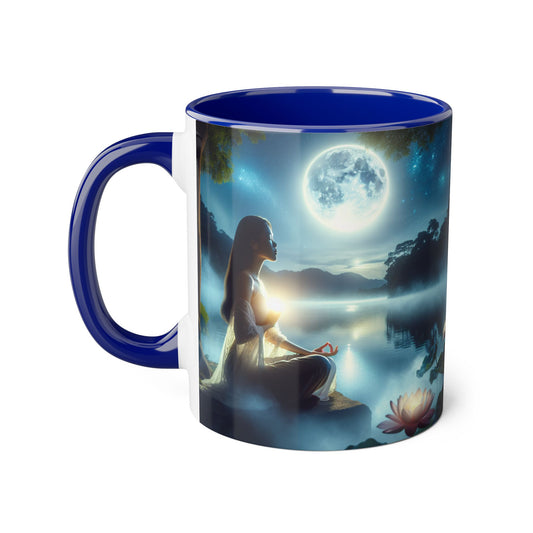 Moonlight Serenity Accent Mug, 11oz - Tranquil Ceramic Cup, Celestial Drinkware, Lunar Tea Mug, Night Sky Coffee Cup, Gift for Moon Lover