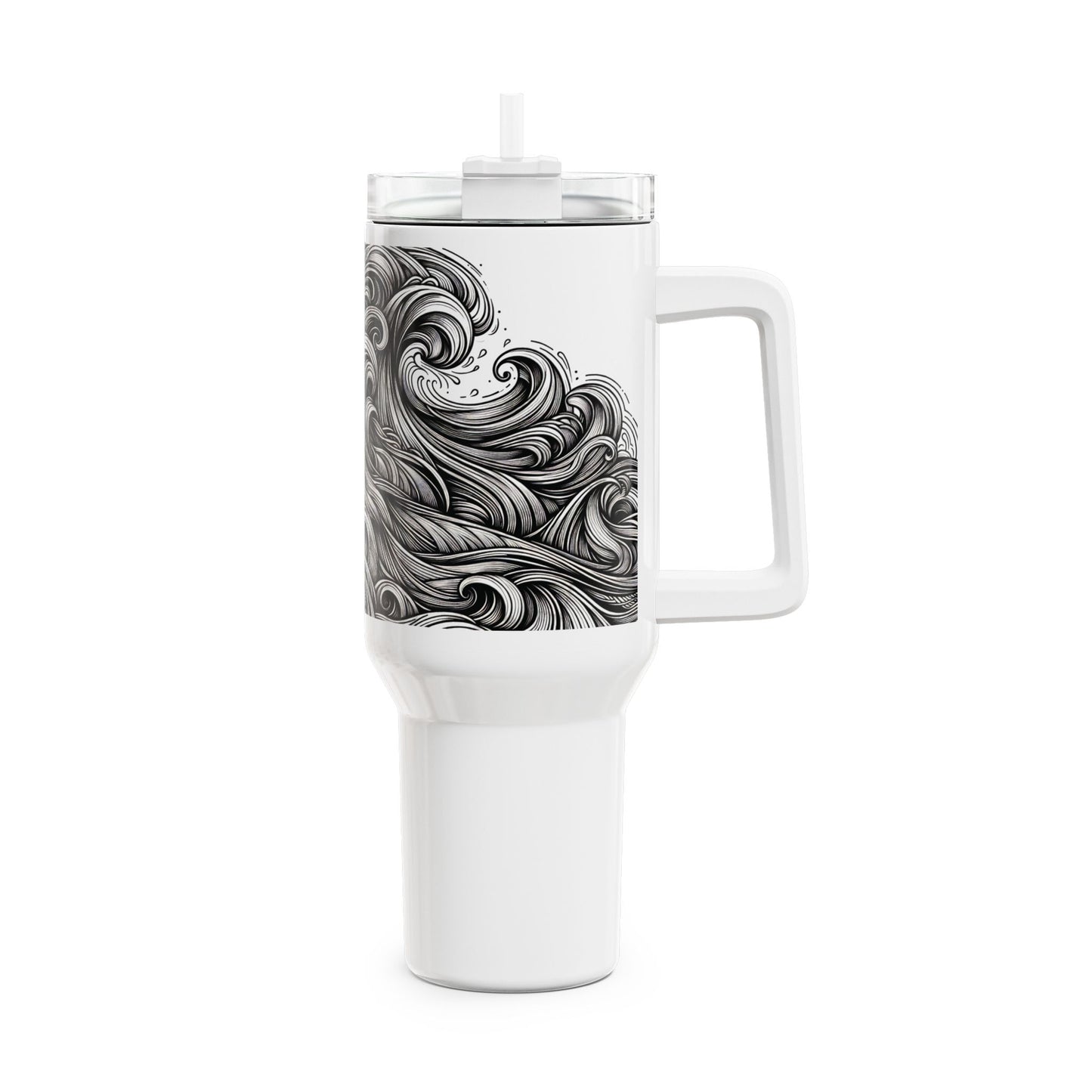 40oz Tumbler - Monochrome Energy Wave Design