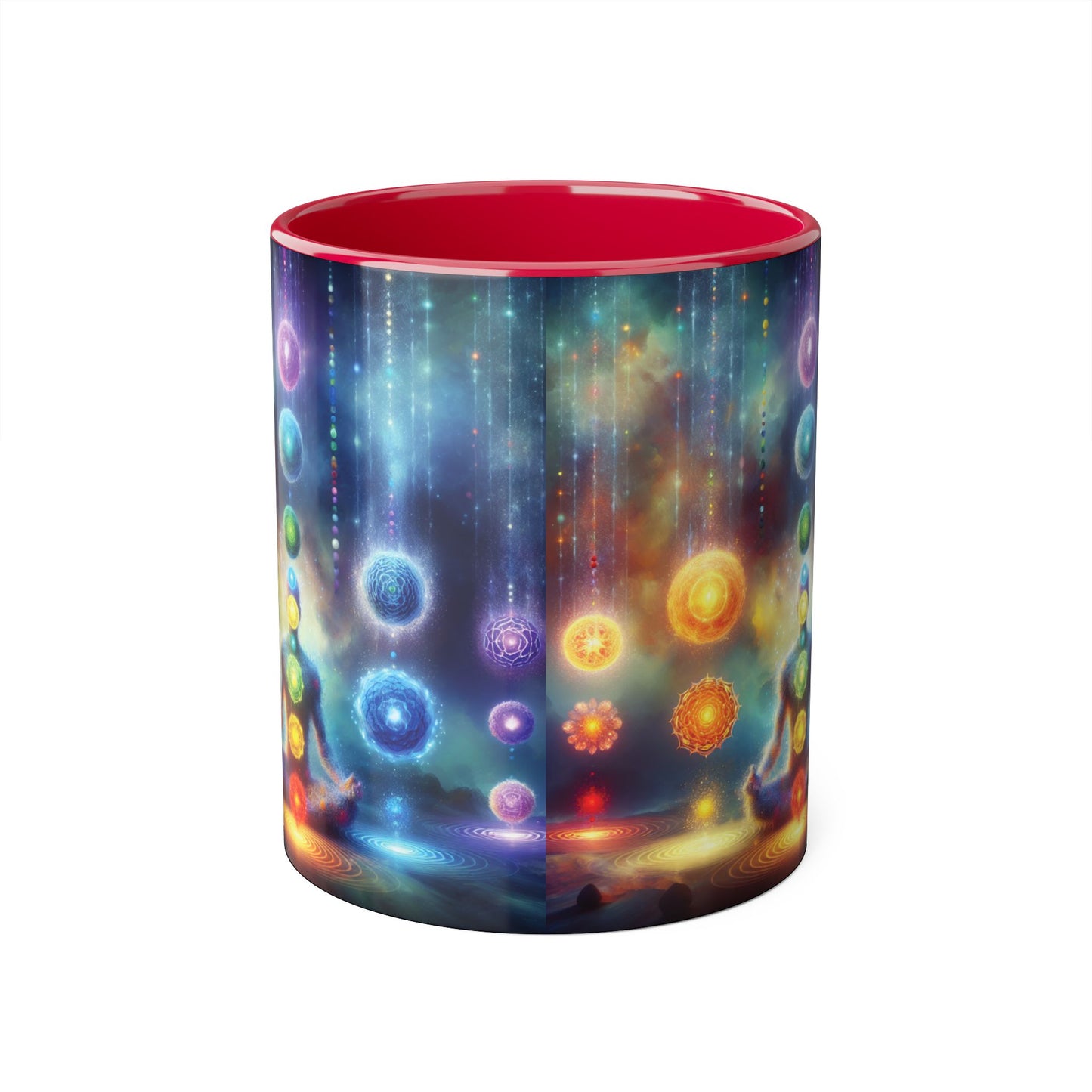 Chakra Magic Accent Mug, 11oz - Energy Healing Kitchen Cup, Reiki Crystal Meditation Tea Coffee Drinkware, Spiritual Ceramic Gift, Yoga