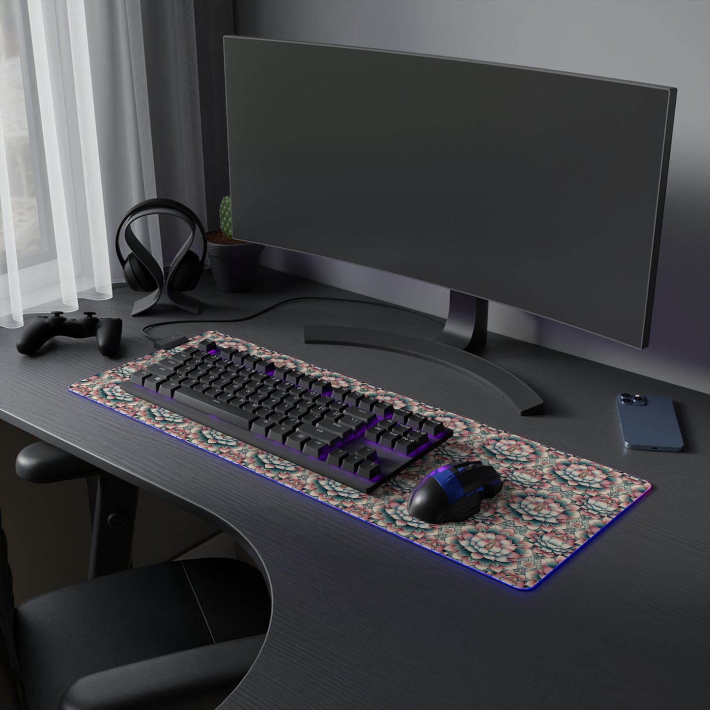 LED Gaming Mouse Pad - Lotus Blossom Design