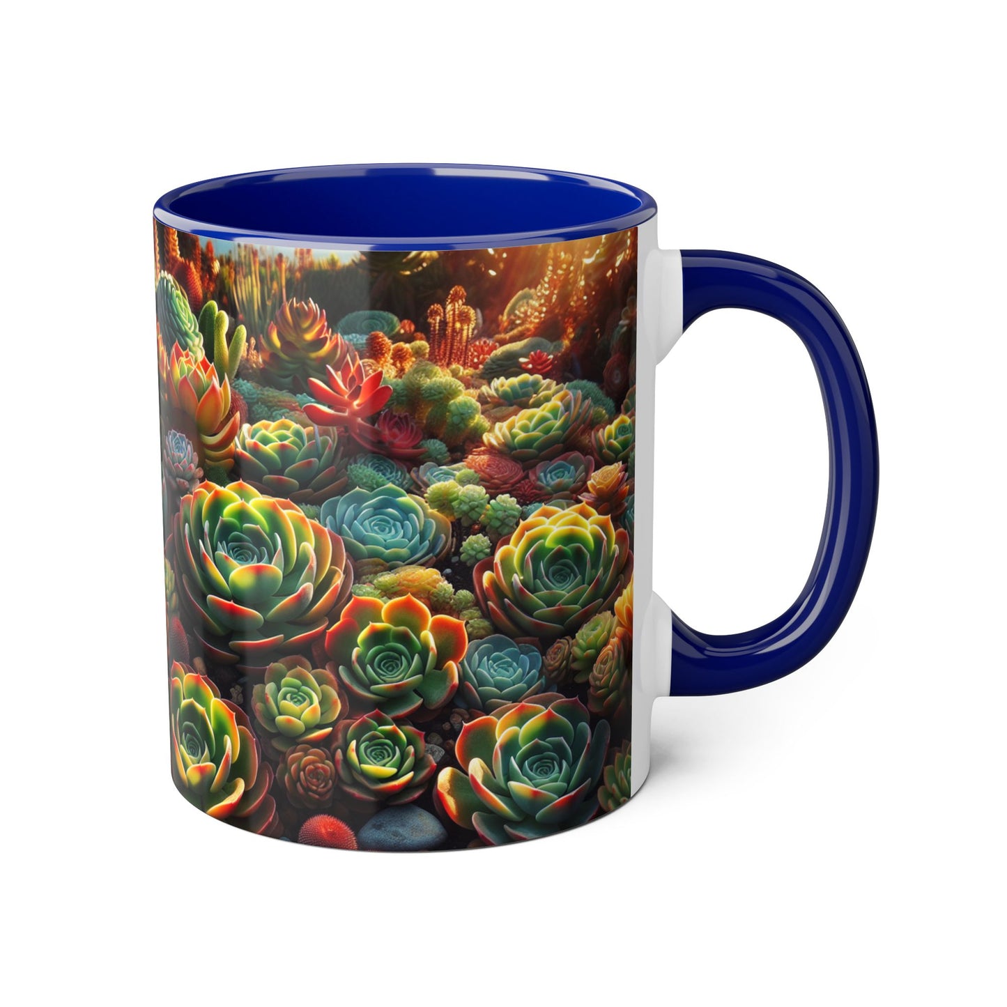 Succulent Family Accent Mug, Unique Botanical Design, Plant Lover Gift, Ceramic Coffee Cup, Cactus Print Tea Mug, Gardening Decor, Cute