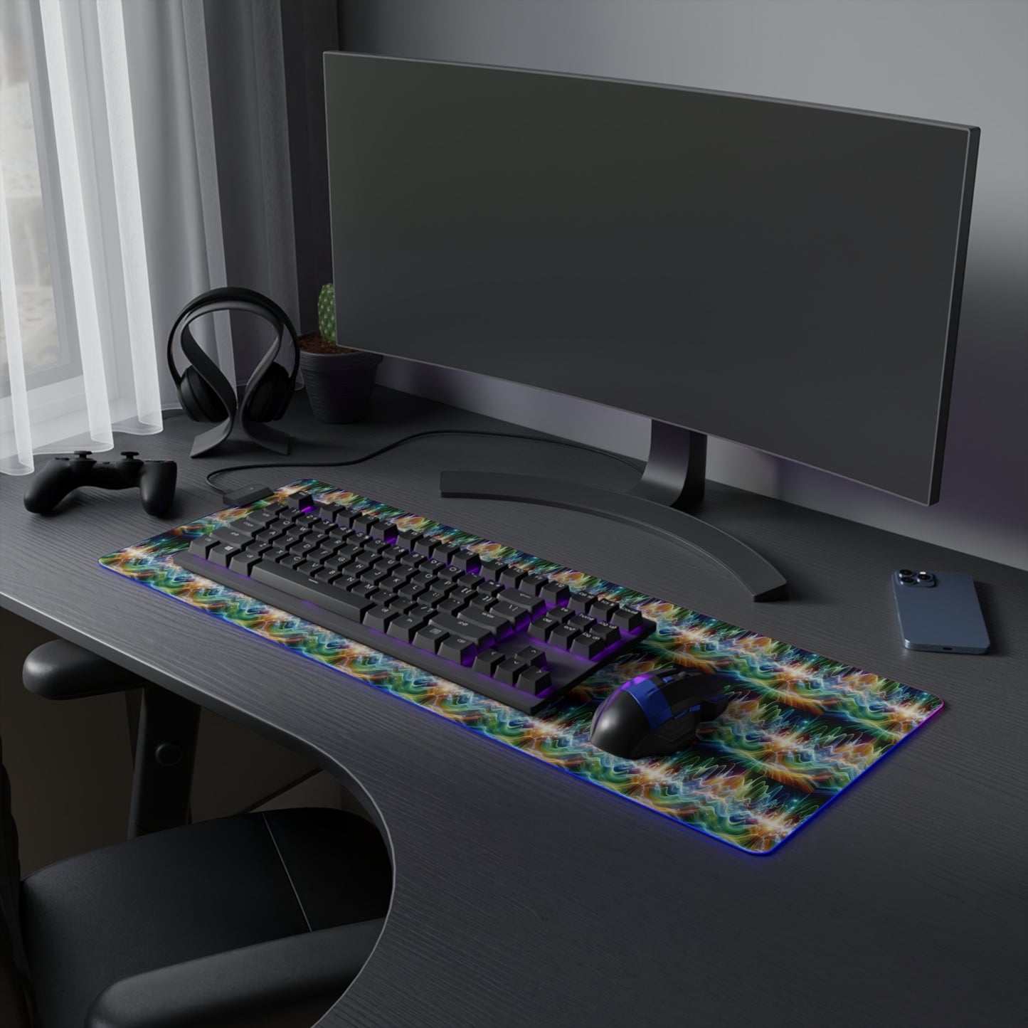 LED Gaming Mouse Pad: Healing Frequency Waves Design