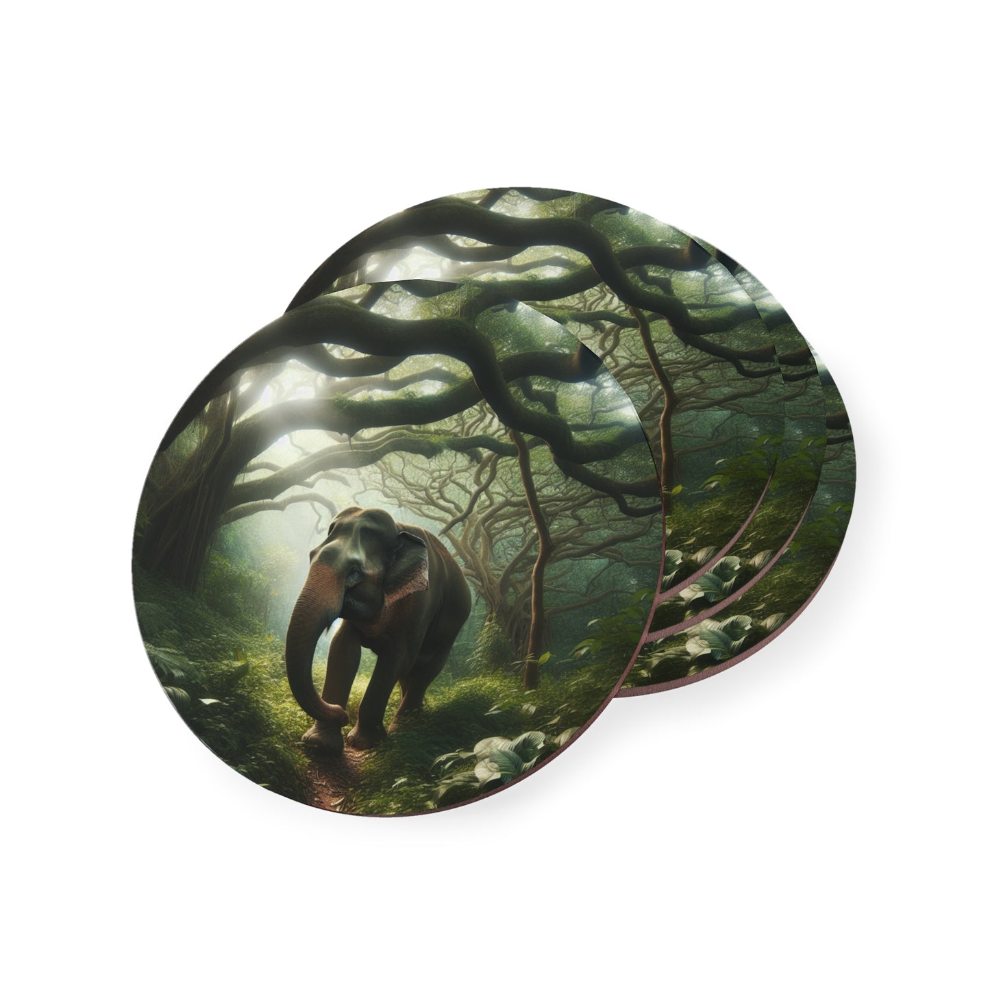 Elephant Coasters, Animal Lover Gift, Drink Mats, Safari Theme Decor, Wildlife Coaster, Gray Elephant Design
