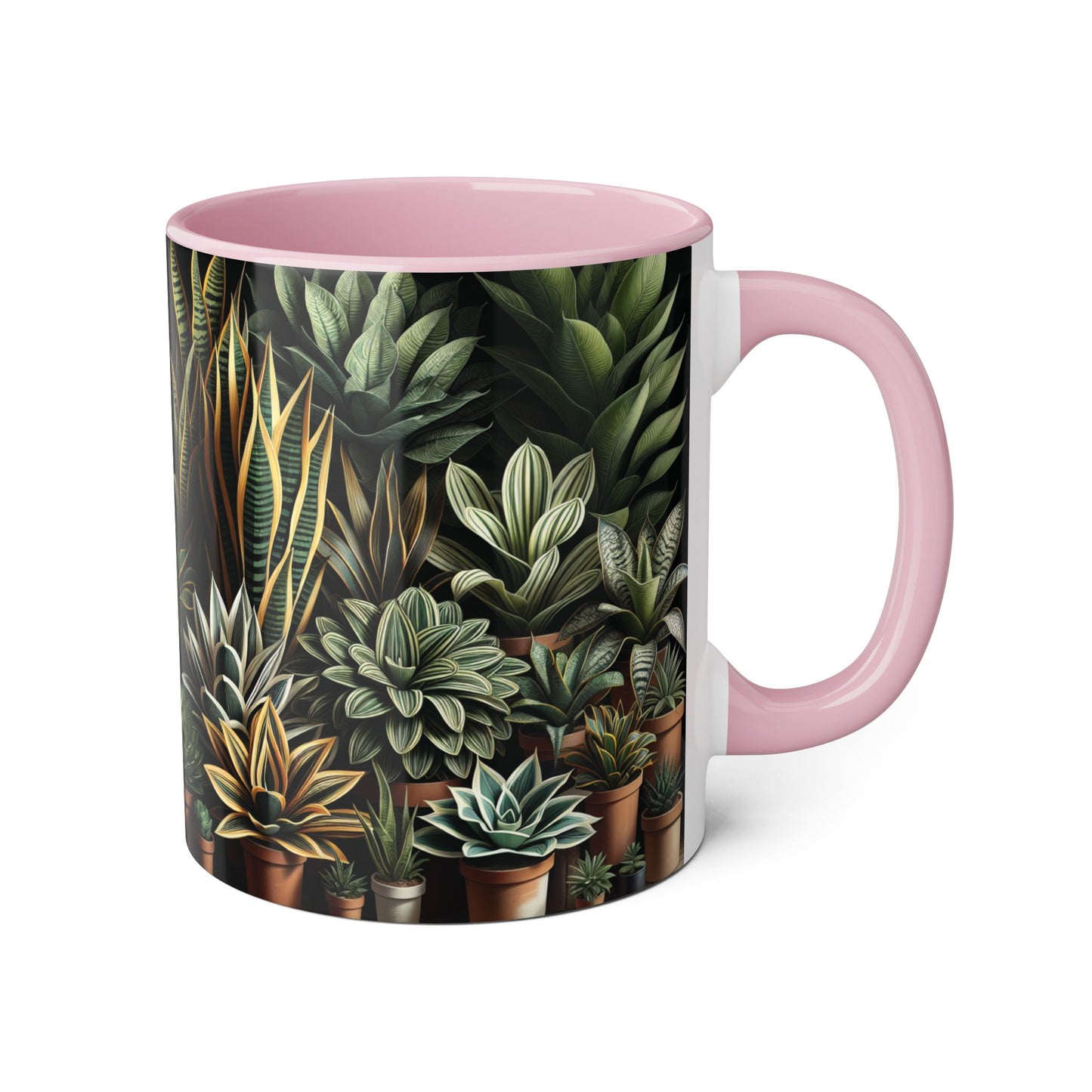 Snake Plant Family Accent Mug, 11oz - Ceramic Tea Cup, Botanical Coffee Mug, Indoor Garden Lover Gift, Green Thumb Kitchen Decor, Plant Lady