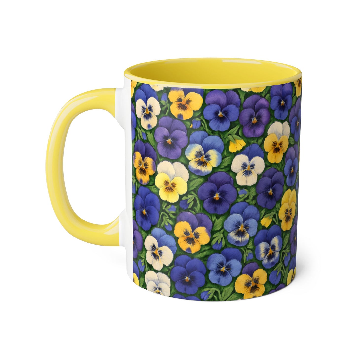Pansy Pattern Accent Mug, Floral Coffee Cup, Tea Mug, Flower Design, Gardener Gift, Spring Decor, Mother's Day Present