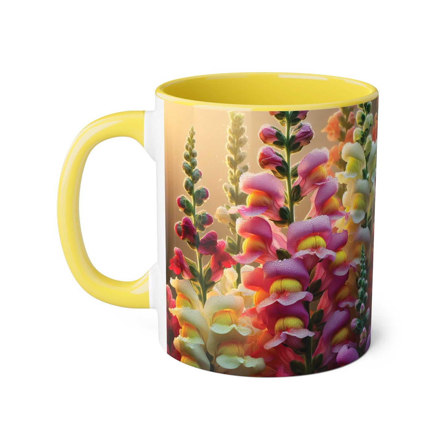 Snapdragon Floral Accent Mug – 11oz Ceramic Coffee Cup for Garden Lovers