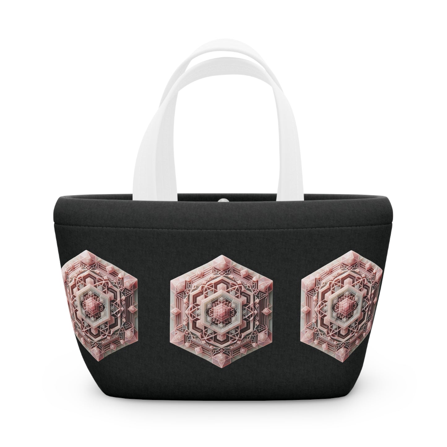 Geometric Rose Quartz Lunch Bag - Insulated Tote, Pink Lunch Sack, Lunch Container, Lunch Tote Bag for Work, School Lunch Bag