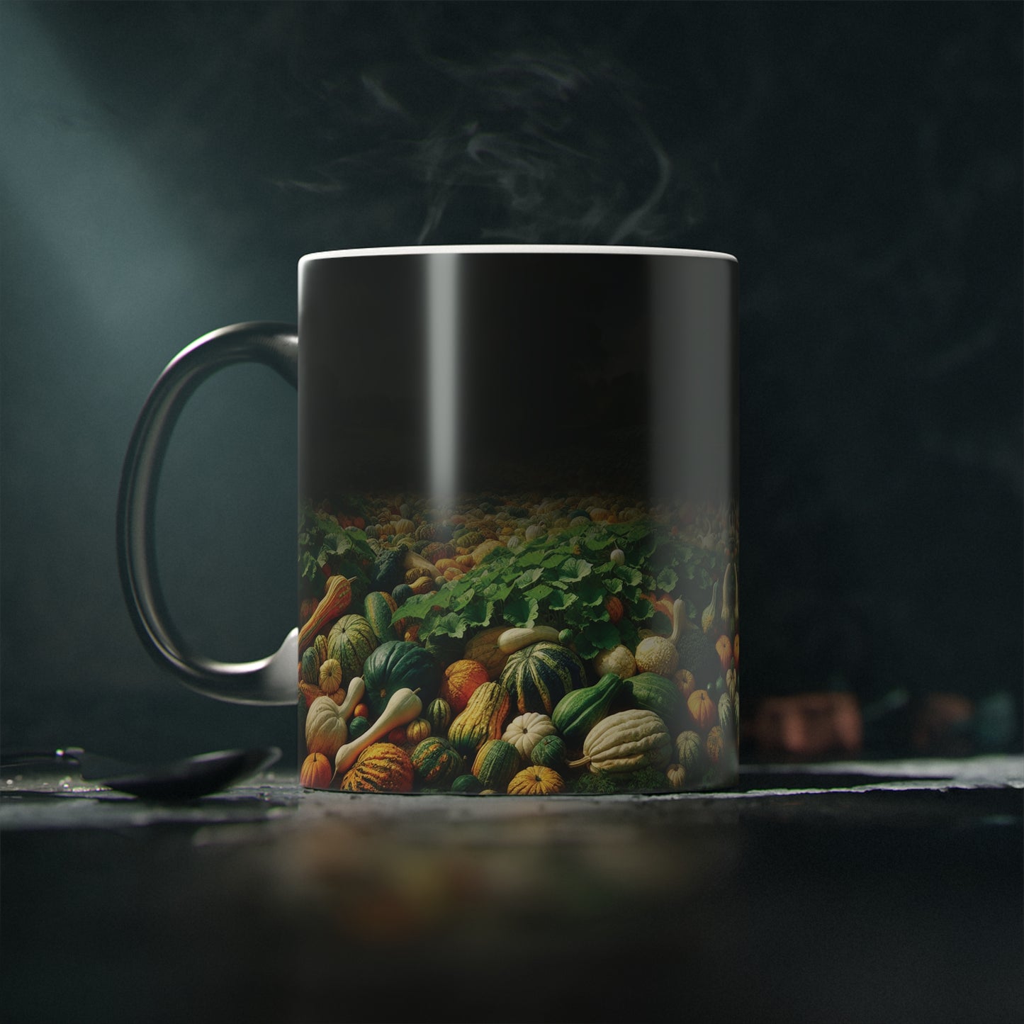 Magic Mug - Gourd Patch Design, Color Changing Cup, Heat Sensitive Tea Coffee Mug, Kitchen Decor, Unique Gift Idea