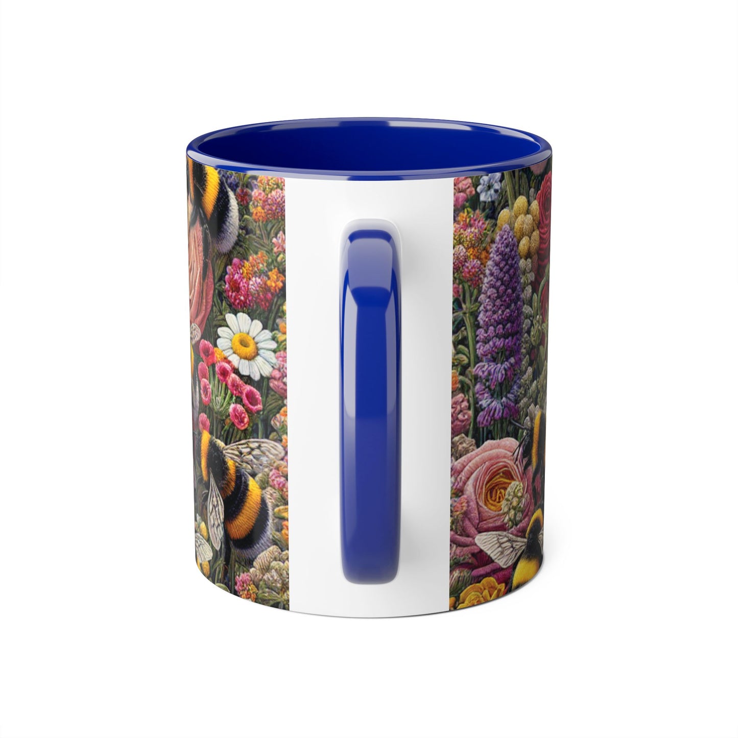 Bee-Inspired Floral Accent Mug | Nature Lover Gift, Botanical Coffee Mug, Bee Art Mug, Animal Lover Cup, Garden Mug