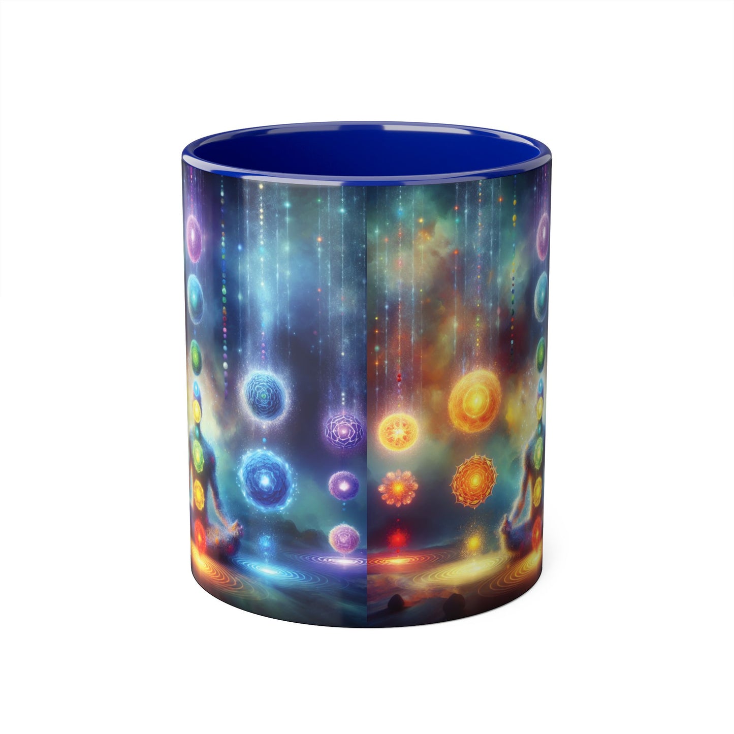 Chakra Magic Accent Mug, 11oz - Energy Healing Kitchen Cup, Reiki Crystal Meditation Tea Coffee Drinkware, Spiritual Ceramic Gift, Yoga