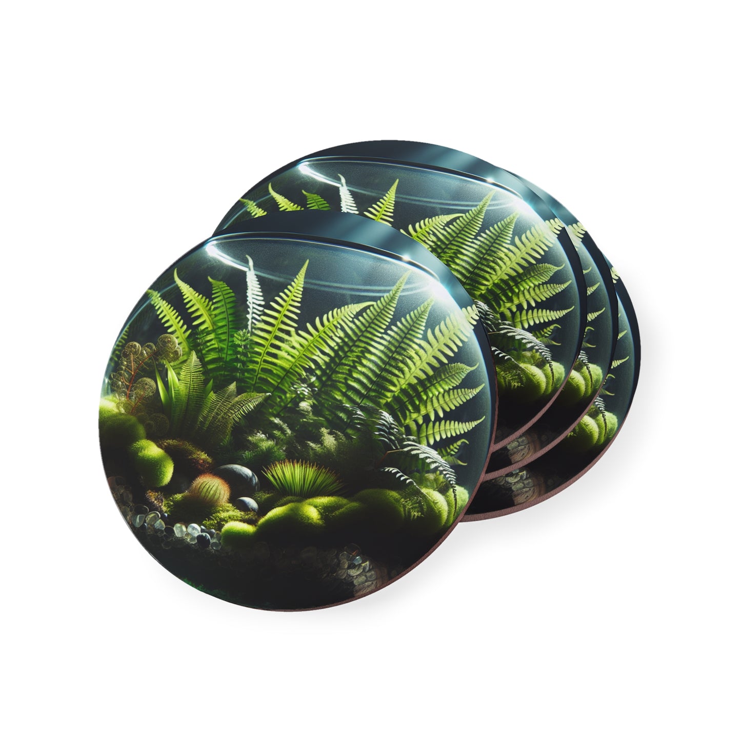 Fern Terrarium Coasters, Botanical Plant Drink Mats, Nature Inspired Coaster Set, Greenery Home Decor, Plant Lover Gift