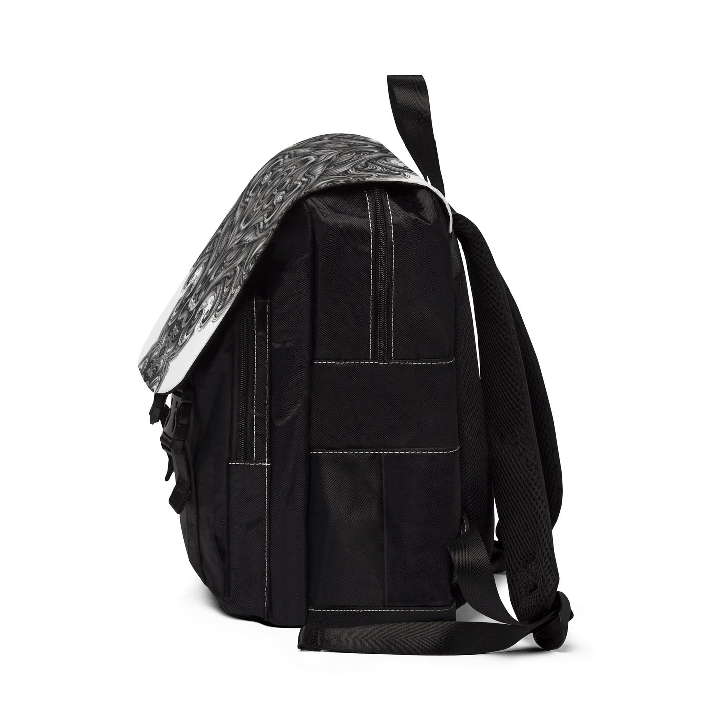 Monochrome Waves Design Shoulder Backpack