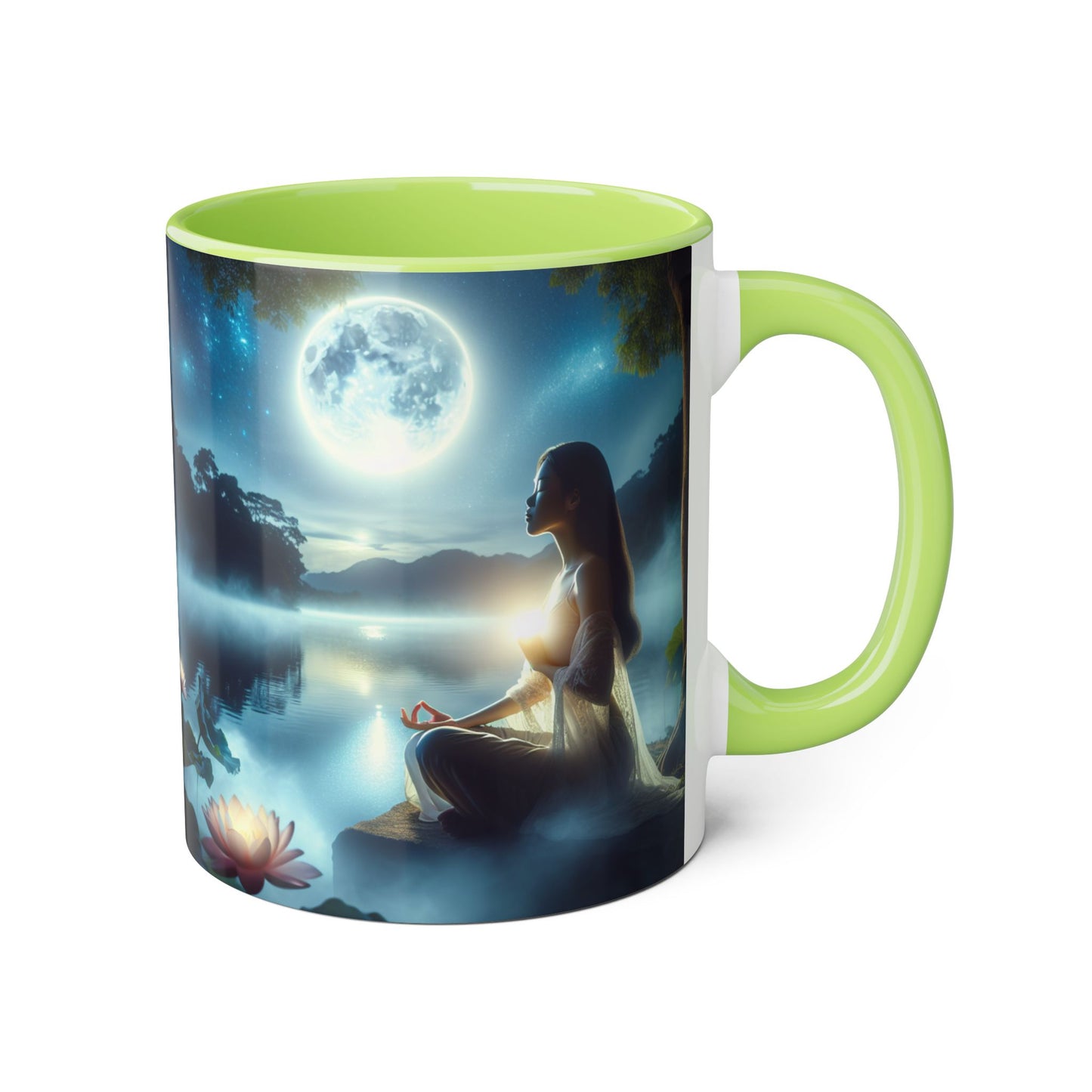 Moonlight Serenity Accent Mug, 11oz - Tranquil Ceramic Cup, Celestial Drinkware, Lunar Tea Mug, Night Sky Coffee Cup, Gift for Moon Lover