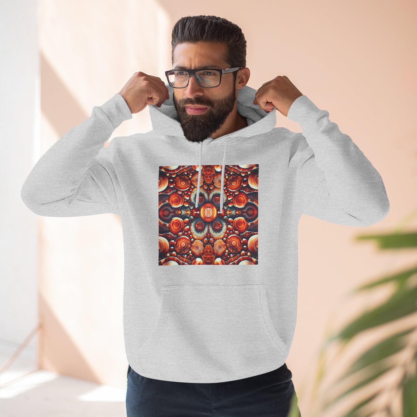 Fleece Hoodie - Carnelian Pattern