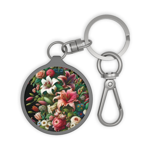 Floral Keyring Tag, Personalized Keychain, Flower Design Key Holder, Gift for Him/Her, Home/Office Accessory