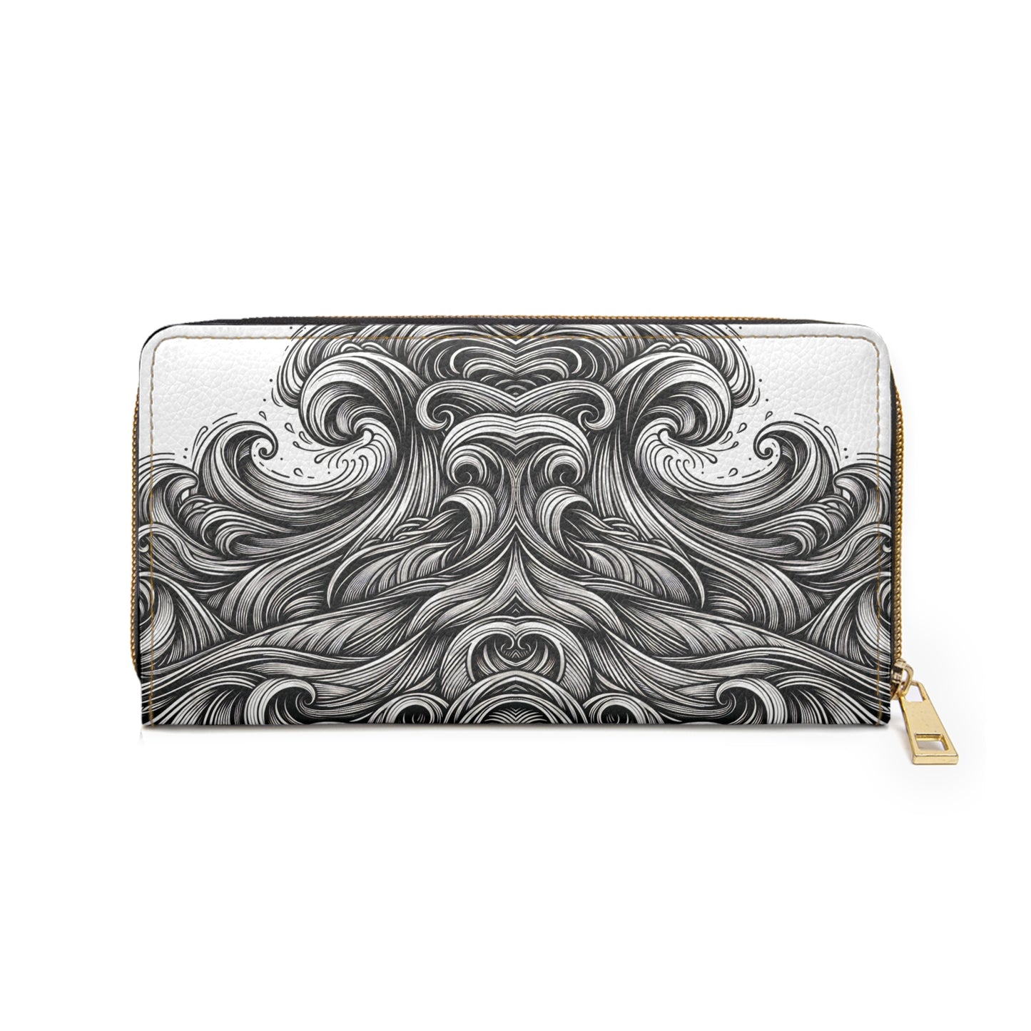 Zipper Wallet with Monochrome Energy Waves