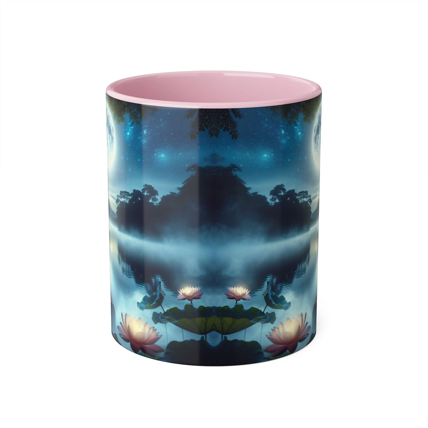Moonlight Serenity Accent Mug, 11oz - Tranquil Ceramic Cup, Celestial Drinkware, Lunar Tea Mug, Night Sky Coffee Cup, Gift for Moon Lover