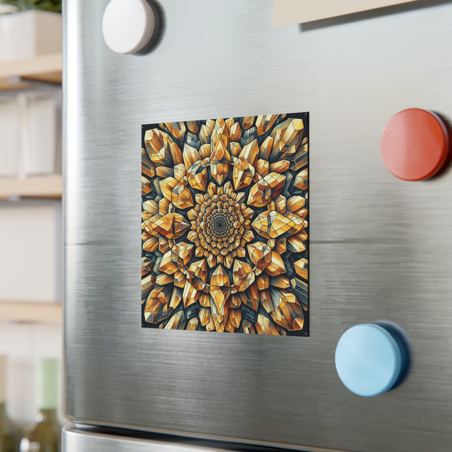 Square Magnet - Citrine Geometric Design