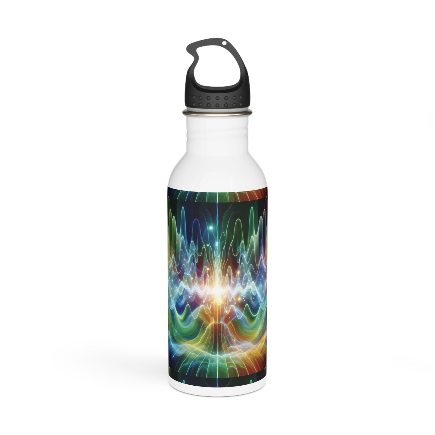 Stainless Steel Water Bottle - Frequency Waves Design, Reusable Drinkware, Yoga Lover Gift, Mindfulness Hydration, BPA-Free