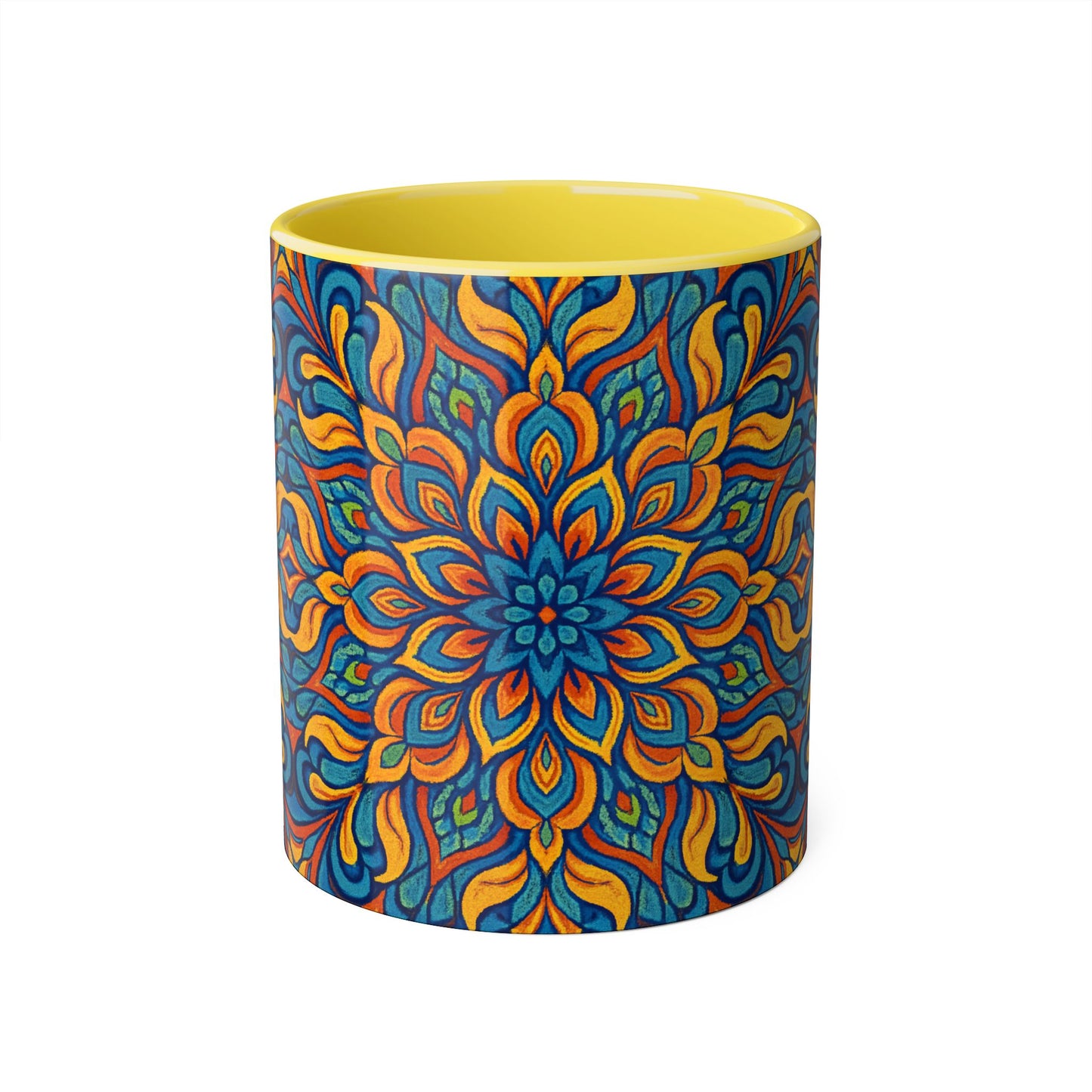 Kaleidoscope Accent Mug, Colorful Ceramic Coffee Cup, Unique Tea Mug, Boho Style Kitchen Decor, Psychedelic Drinkware, Hippie Gift Idea