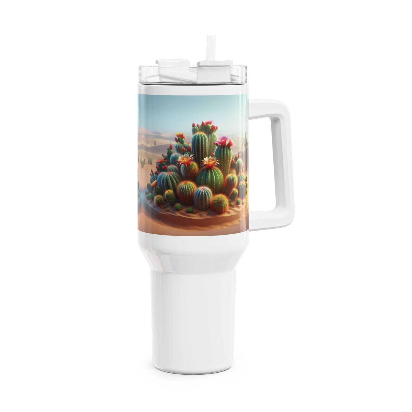 Cactus Tumbler, Desert Succulent Cup, Southwest Botanical Travel Mug, Boho 40oz Thermos, Plant Lover Gift, Nature Lover, Gardening