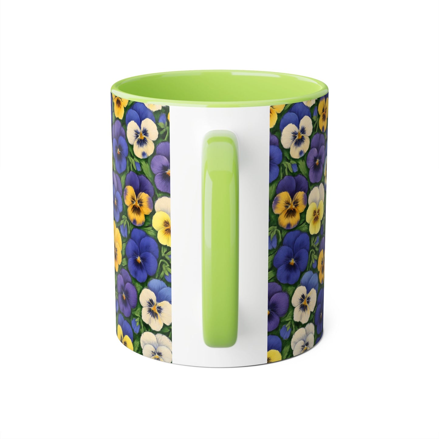Pansy Pattern Accent Mug, Floral Coffee Cup, Tea Mug, Flower Design, Gardener Gift, Spring Decor, Mother's Day Present