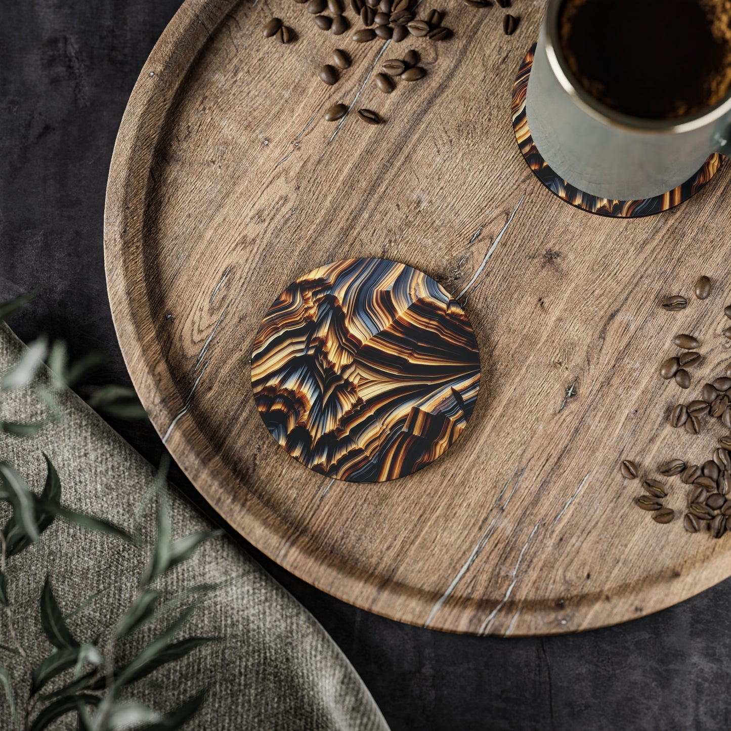 Tiger Eye Coasters, Set of 4, Drink Coasters, Bar Accessories, Home Decor, Housewarming Gift
