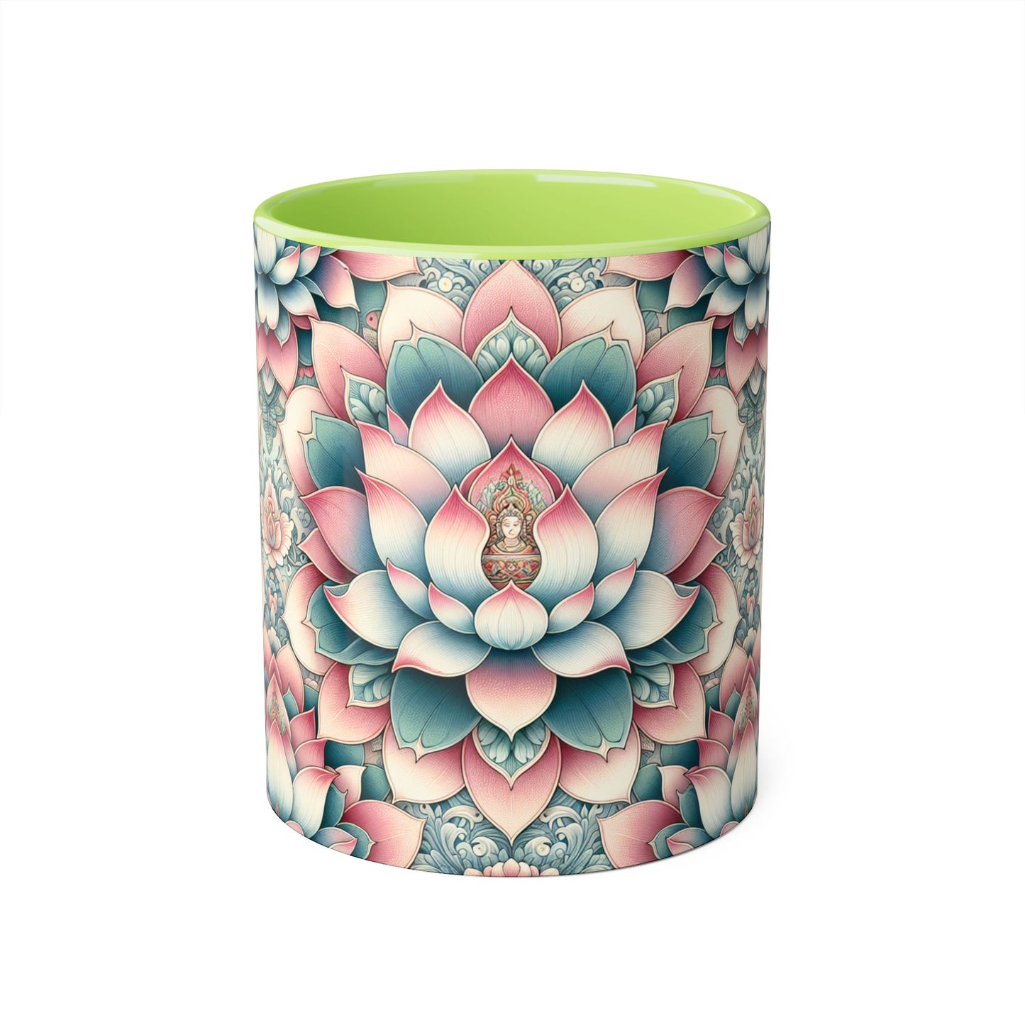 Lotus Flower Accent Mug, Floral Coffee Cup, Zen Tea Mug, Botanical Drinkware, Meditation Gift, Ceramic Lotus Blossom Mug