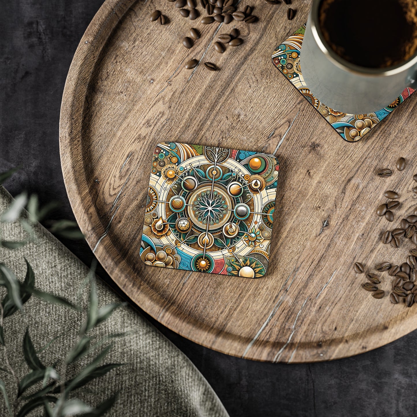 Life Symbol Coasters, Mandala Drink Mats, Sacred Geometry Home Decor, Spiritual Gift, Boho Table Accessories