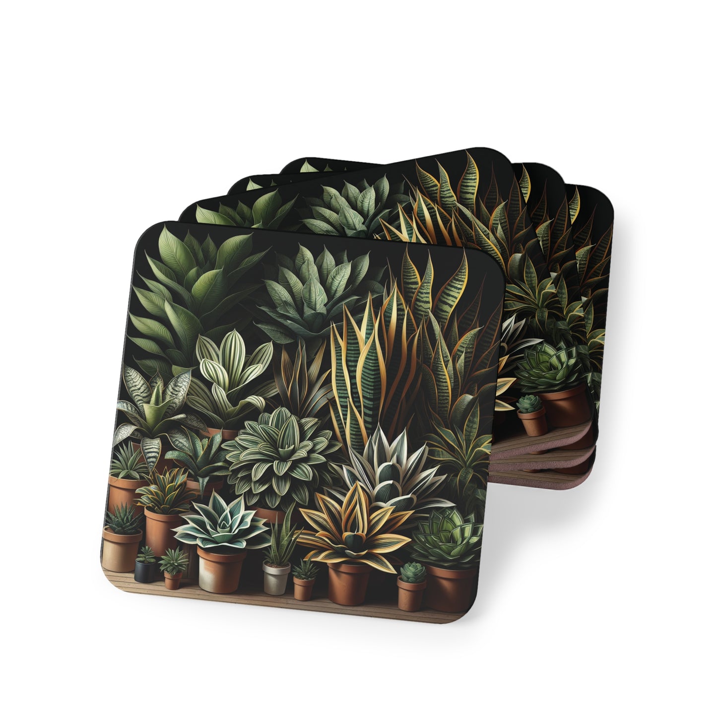 Snake Plant Family Coasters, Plant Lover Gift, Botanical Coasters, Housewarming Gift, Greenery Decor, Succulent Coasters