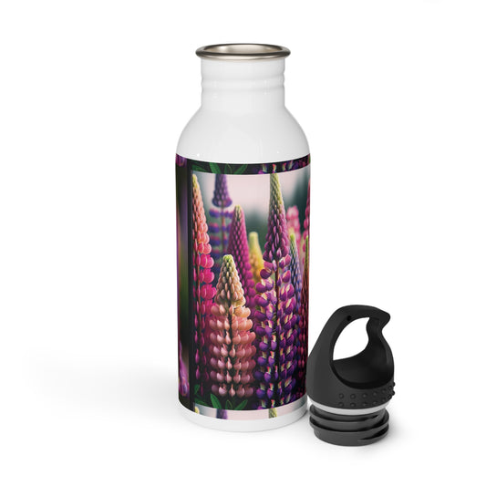 Lupinus Blooms Stainless Steel Water Bottle - Floral Design, Reusable Bottle, Flower Pattern Gift, Nature Inspired Hydration,