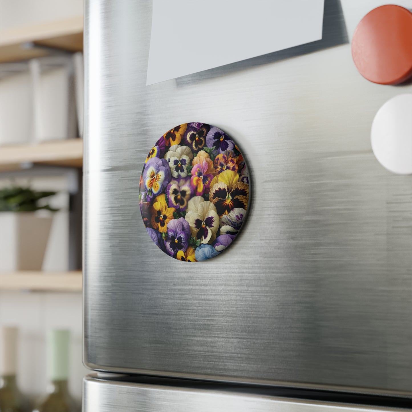 Pansy Floral Button Magnet Set | 1 & 10 pcs for Home Decor & Gifts