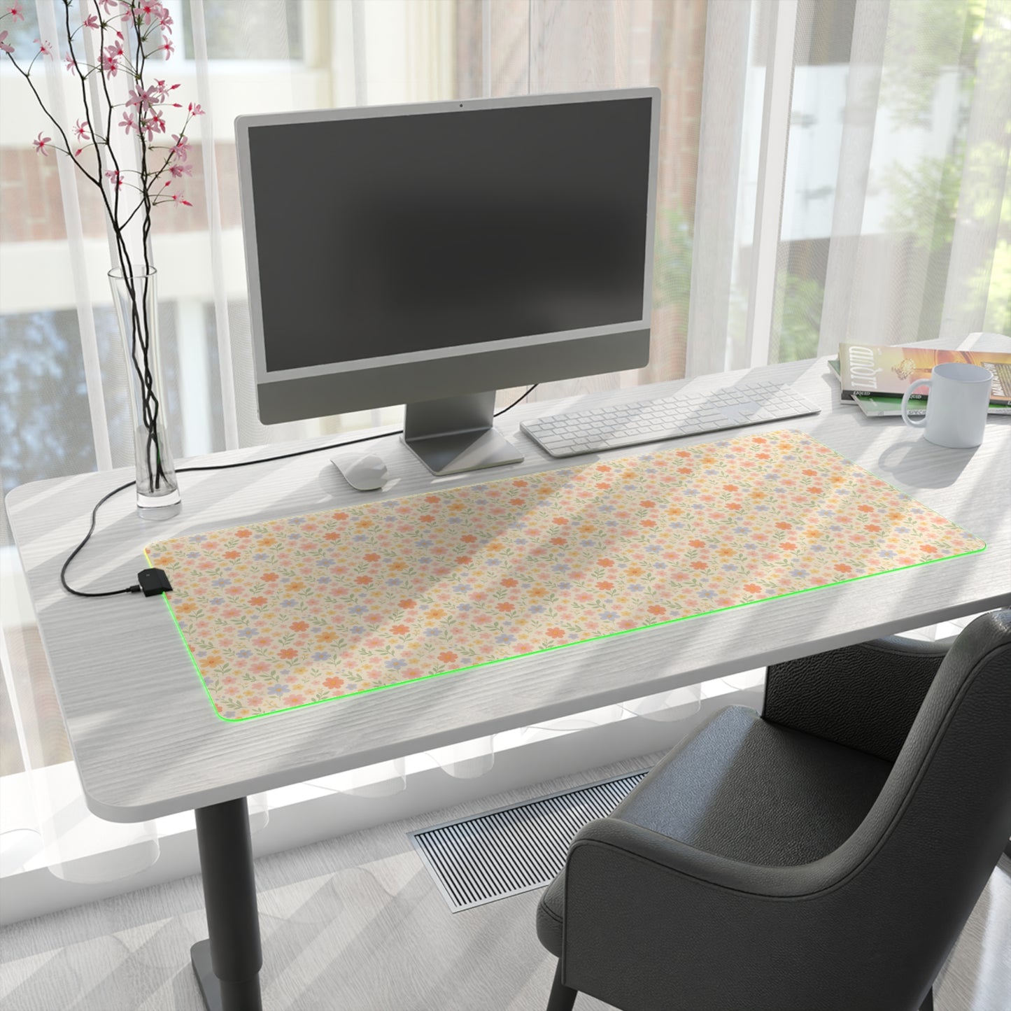 LED Gaming Mouse Pad - Dainty Floral Design