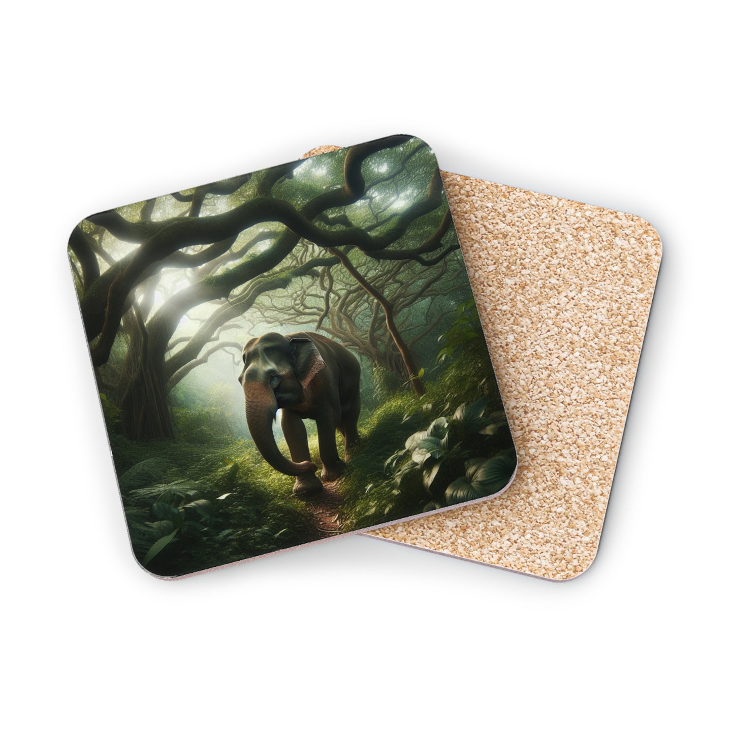 Elephant Coasters, Animal Lover Gift, Drink Mats, Safari Theme Decor, Wildlife Coaster, Gray Elephant Design
