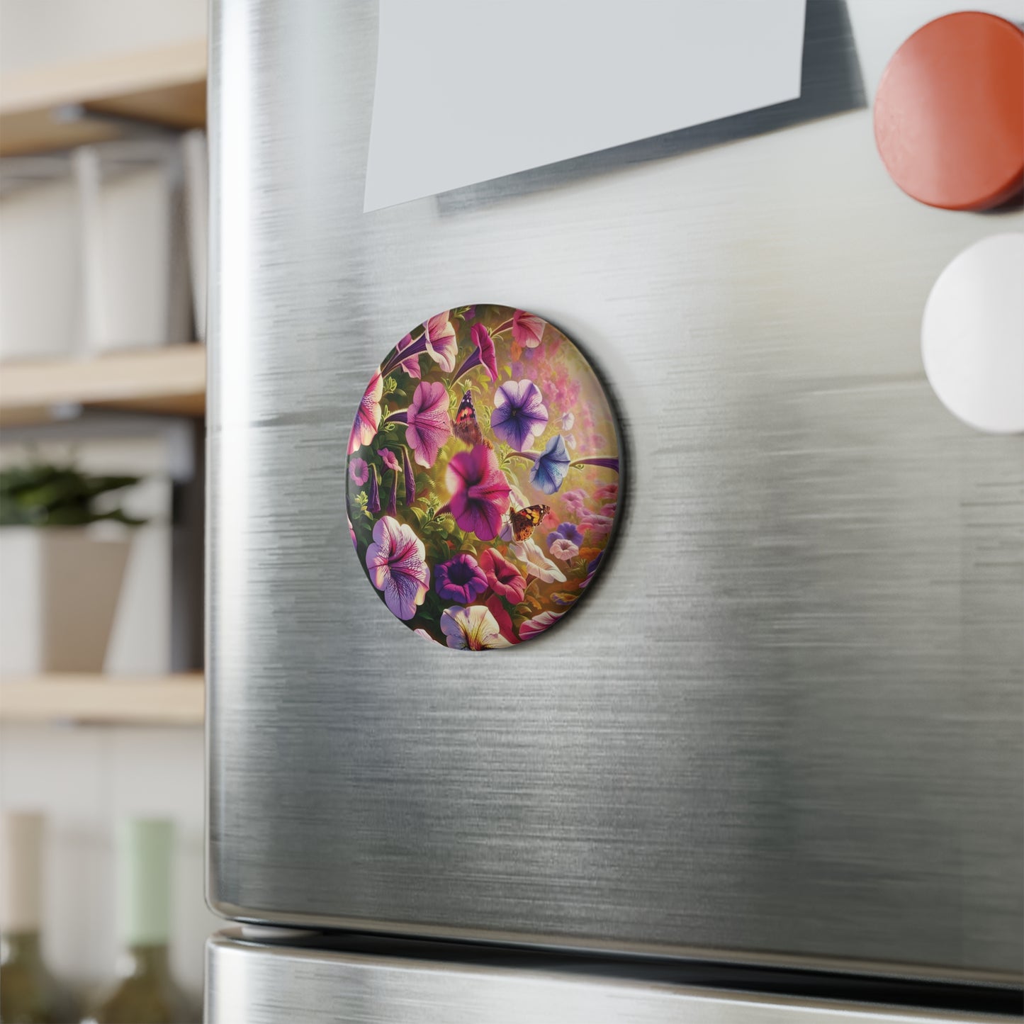 Vibrant Floral Button Magnet Set - Round Decorative Magnets for Home Décor