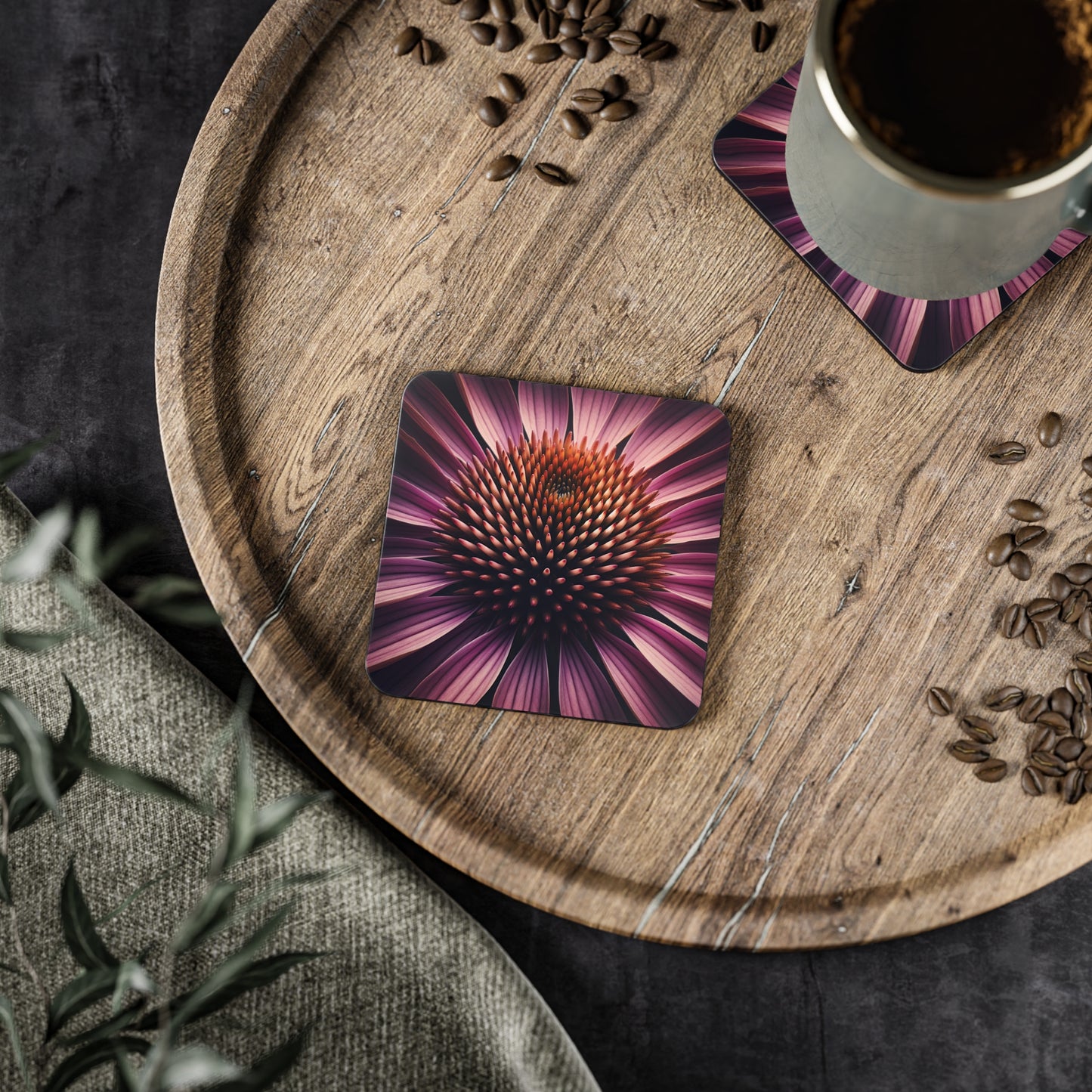 Coneflower Coasters, Coneflower Bloom Drink Coaster Set, Botanical Home Decor, Table Protection, Housewarming Gift, Kitchen Accessories