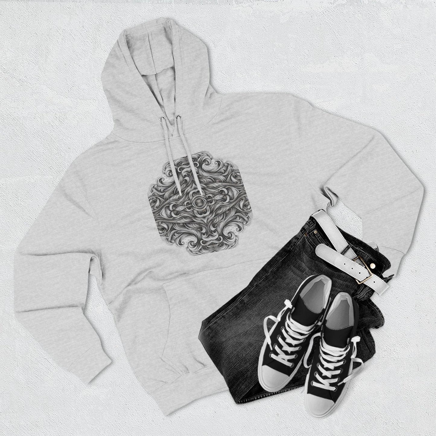 Fleece Hoodie - Monochrome Energy Design